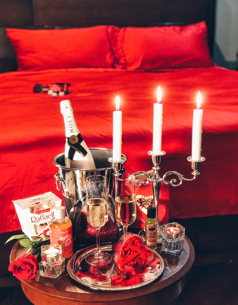 Red Satin Bedding Sheet Set