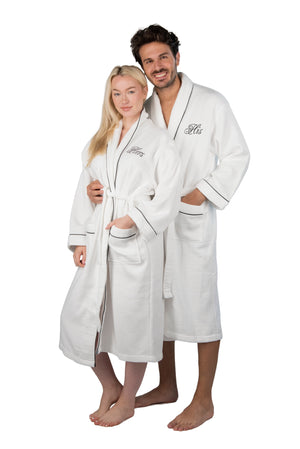 his and hers matching robes set in white velour