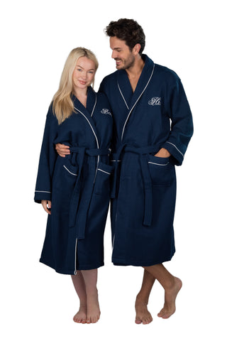 Image of His and Hers Waffle Bathrobes | Couples Bathrobe Set