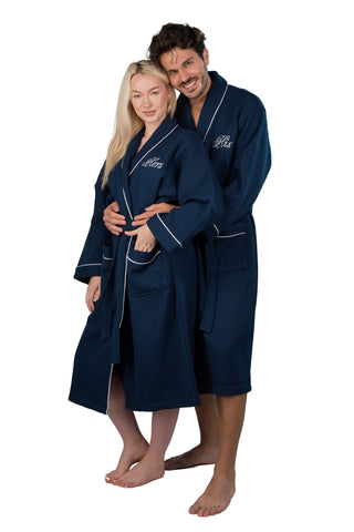 Image of His and Hers Waffle Bathrobes | Couples Bathrobe Set