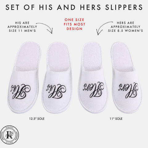 Image of his and hers matching bath slippers for couples