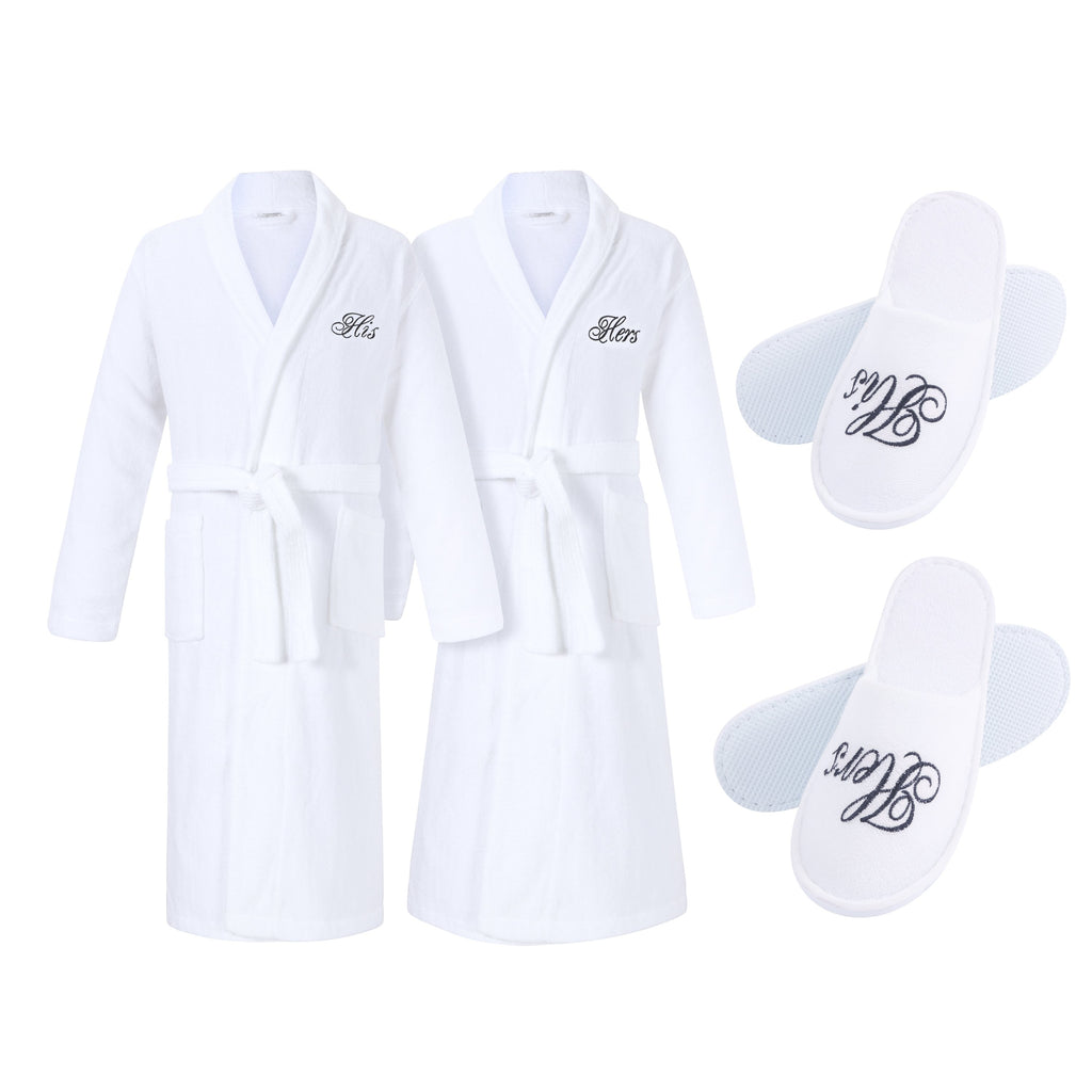his and hers couple bathrobes and matching slippers