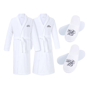 his and hers couple bathrobes and matching slippers
