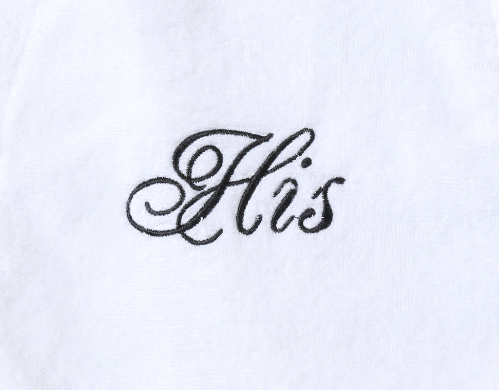 His stitching on couples matching his and hers bathrobes for wedding gifts
