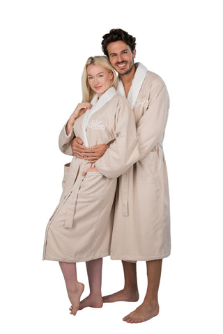 Image of his hers matching robes luxury beige