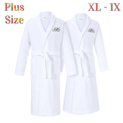 Image of Mr and Mrs Bathrobes | Set of Two Terry Matching Couples Robes with Mr & Mrs Monograms