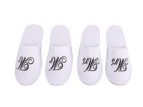 Image of mr and mrs matching couple slippers bath spa hotel