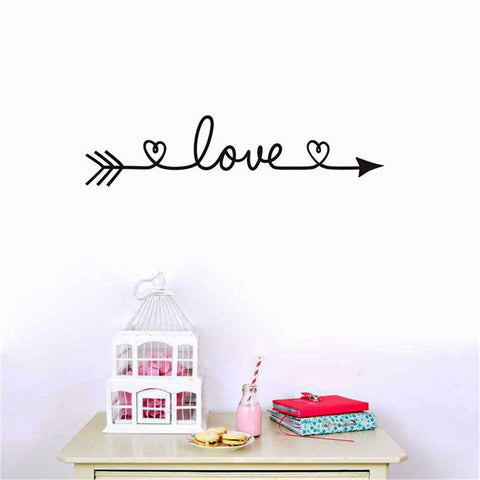 Image of romantic bedroom wall decoration vinyl sticker spelling love 