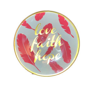 love faith hope christian drinker ring tray