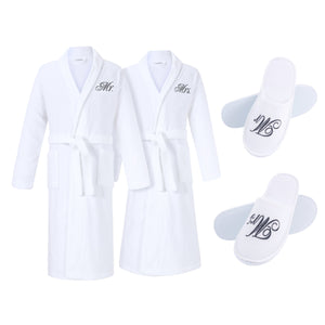 mr and mrs couples bathrobes and slippers set