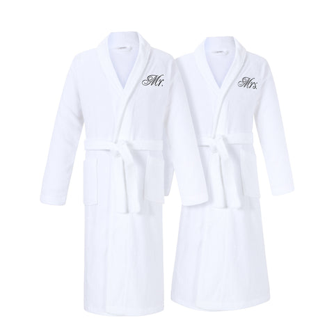 Image of mr and mrs bathrobes set for couples for cotton anniversary gift
