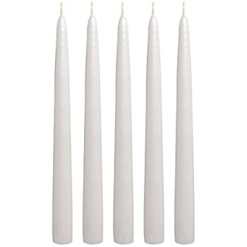Image of taper candles, tall candles, 10 inch candles, romantic dinner candles, white taper candles