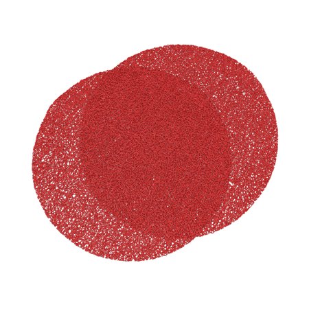 Image of round red table place mats set for christmas or valentine's day