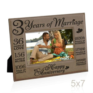 3 Years of Marriage Leather Picture Frame