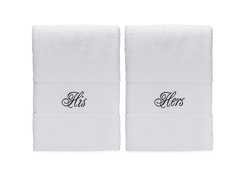 Image of his and hers bath towels for anniversary gifts for couples