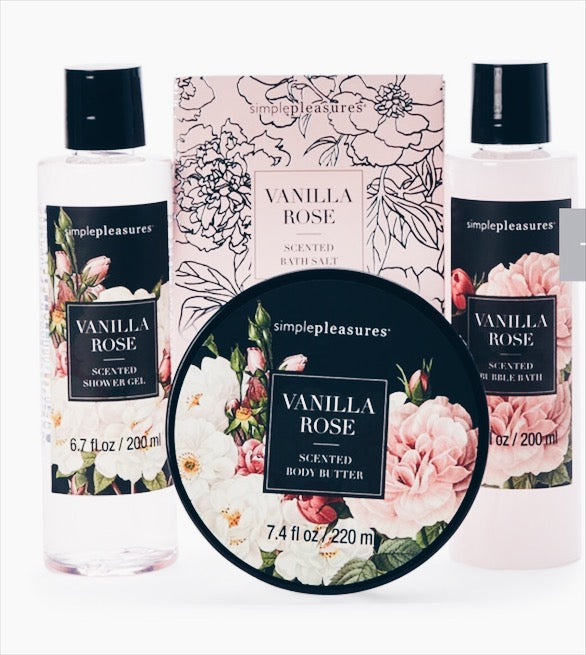 simple pleasures vanilla rose spa bath gift set