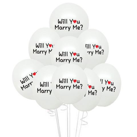 Image of will you marry me white balloons for proposal decorations