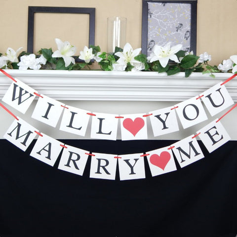 will you marry me banner for at home proposal decorations