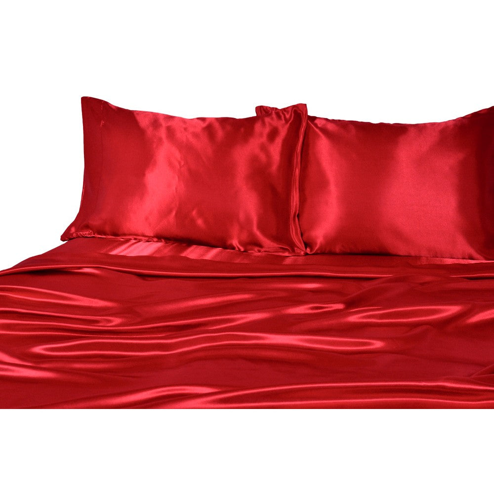 Red Satin Bedding Sheet Set