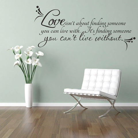 love is finding someone you can't live without wall decal romantic bedroom decoration