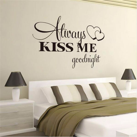Image of always kiss me goodnight romantic bedroom wall decorations