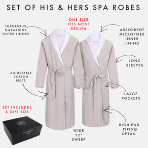 His and Hers Matching Robes | Set of Two Gabardine Robes with His & Hers Monograms | Includes a Gift Box