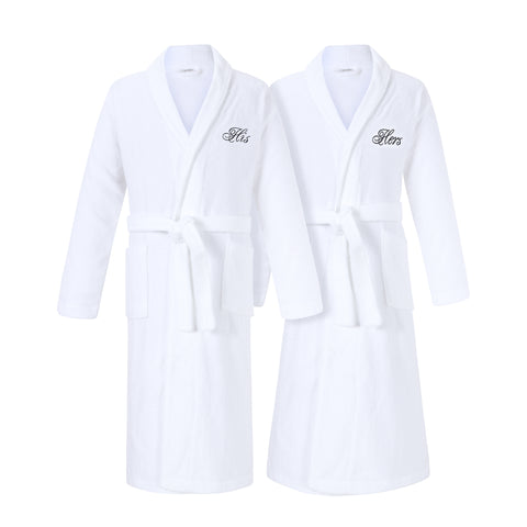 Image of his and hers bathrobe set matching robes for couples 