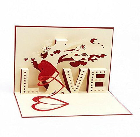 Image of Love greeting card, pop-up card, 3D card, romantic card