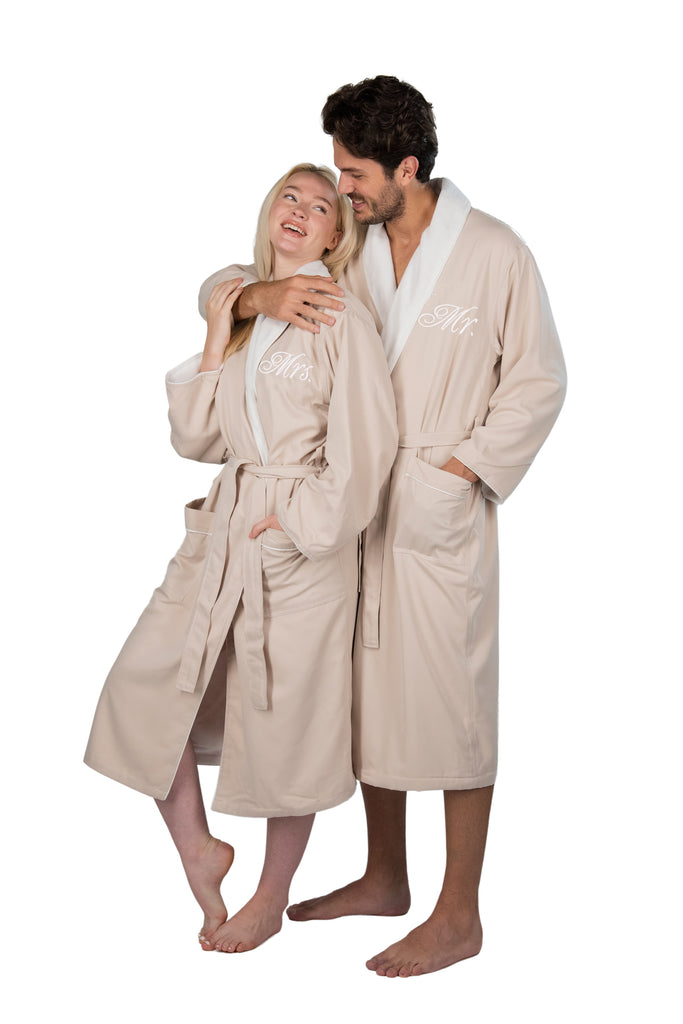 mr mrs luxury bathrobes hotel style spa wedding gifts for couples beige