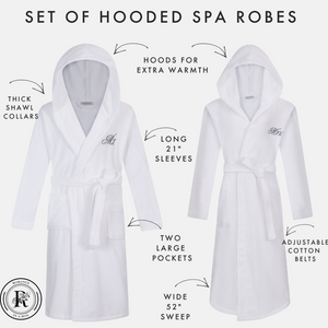 Mr and Mrs Hooded Bathrobes | Set of Two Spa Robes with Hoods with Mr & Mrs Monograms