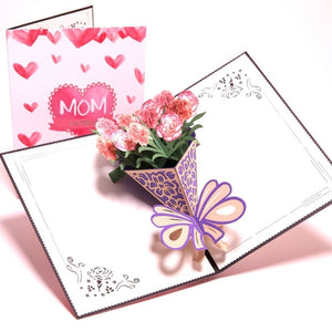 I Love Mom 3D Pop-Art Card with Flowers