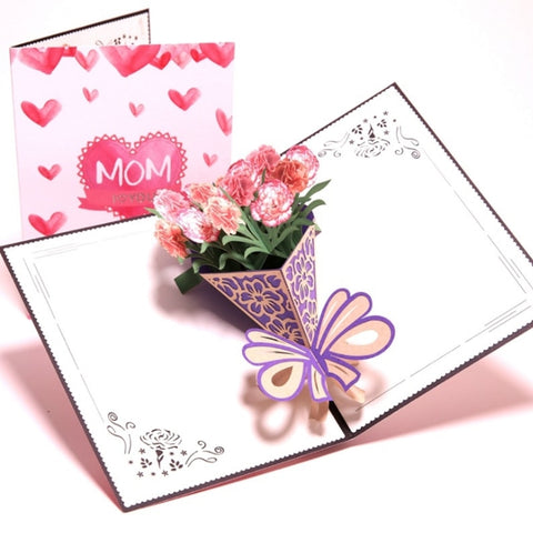Image of I Love Mom 3D Pop-Art Card with Flowers