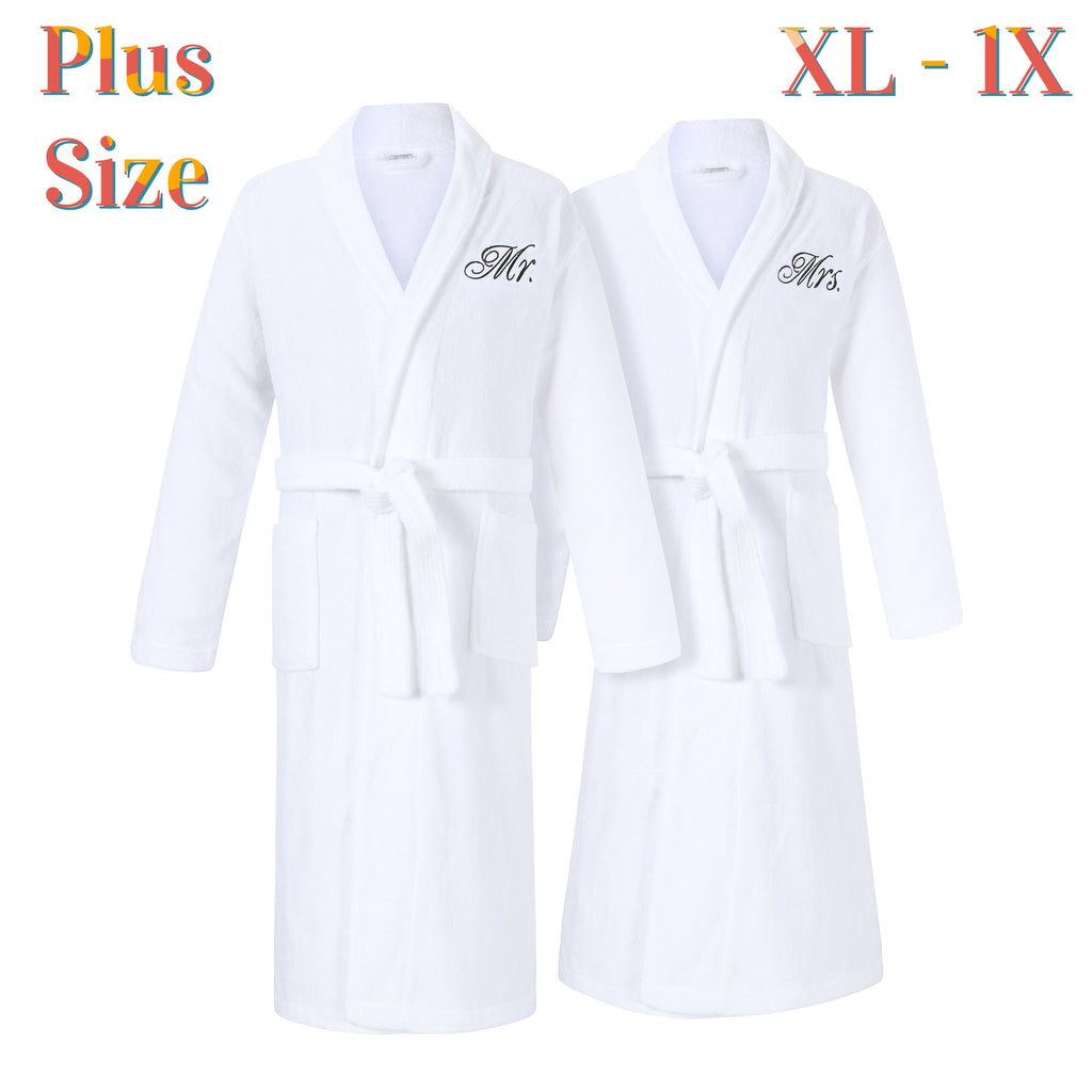 Mr and Mrs Bathrobes | Set of Two Terry Matching Couples Robes with Mr & Mrs Monograms