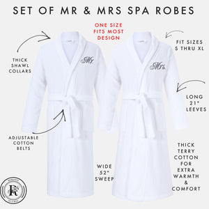Mr and Mrs Bathrobes & Slippers Set | Four Piece Gift Set for Couples