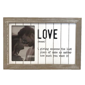 distressed wood photo frame with definition of love for wood anniversary gifts