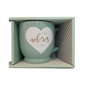 She Loves Me & He Adores Me Romantic Mug Set