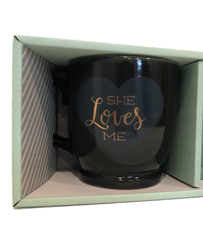 Image of She Loves Me & He Adores Me Romantic Mug Set
