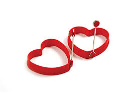 red silicone heart-shaped silicone pancake or egg mold