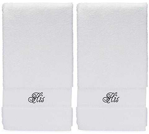 Image of his and his gay hand towels set for gay wedding gift or gay anniversary gifts