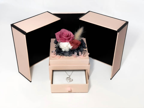 Image of eternal rose mother's day gift box with mom pendant necklace